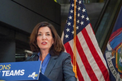 NY Governor Hochul and newly elected NYC Mayor Adams have their first public press conference together on 141 Fulton Street, to speak about homelessness and new social work implementations to thwart it as well as police deployment into the subways in NYC and the 5 boroughs. They also introduced the first female police commissioner of the NYPD, Keechant Sewell. 
January 6, 2022.
Manhattan, NYC (C) Bianca Otero