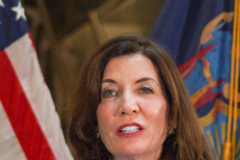 NY Governor Hochul and newly elected NYC Mayor Adams have their first public press conference together on 141 Fulton Street, to speak about homelessness and new social work implementations to thwart it as well as police deployment into the subways in NYC and the 5 boroughs. They also introduced the first female police commissioner of the NYPD, Keechant Sewell. 
January 6, 2022.
Manhattan, NYC (C) Bianca Otero