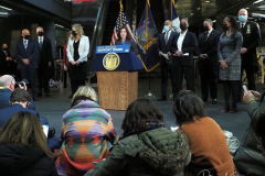 Governor Kathy Hochul and Mayor Eric Adams hold a press conference in the Fulton Street Station, New York, USA - 06 Jan 2022