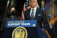 Governor Kathy Hochul and Mayor Eric Adams hold a press conference in the Fulton Street Station, New York, USA - 06 Jan 2022