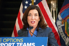 Governor Kathy Hochul and Mayor Eric Adams hold a press conference in the Fulton Street Station, New York, USA - 06 Jan 2022