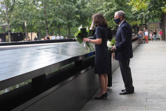 Michael Bloomberg, founder of Bloomberg LP and former Mayor of New York City and Kathy Hochul, Governor of New York, speak during a news conference at the National September 11 Memorial & Museum in New York, U.S., on Wednesday, Sept. 8, 2021. This year marks the 20th anniversary of the attacks on the World Trade Center towers in New York.