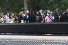 Michael Bloomberg, founder of Bloomberg LP and former Mayor of New York City and Kathy Hochul, Governor of New York, speak during a news conference at the National September 11 Memorial & Museum in New York, U.S., on Wednesday, Sept. 8, 2021. This year marks the 20th anniversary of the attacks on the World Trade Center towers in New York.