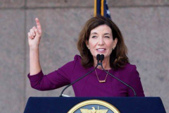 Governor Kathy Hochul at the special announcement naming Senator Benjamin as the Lieutenant Governor of New York in Harlem