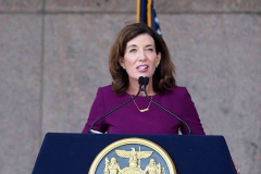Governor Kathy Hochul at the special announcement naming Senator Benjamin as the Lieutenant Governor of New York in Harlem