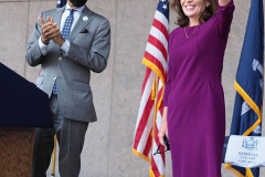Reverend Al Sharpton and  Governor Kathy Hochul at the special announcement naming Senator Benjamin as the Lieutenant Governor of New York in Harlem