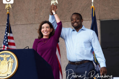 Governor Kathy Hochul and Senator Brian Benjamin at the special announcement naming Senator Benjamin as the Lieutenant Governor of New York in Harlem