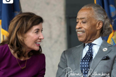 Governor Kathy Hochul and  Reverend Al Sharpton at the special announcement naming Senator Benjamin as the Lieutenant Governor of New York.