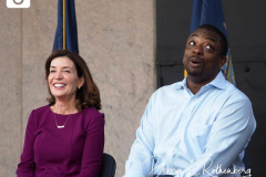 Governor Kathy Hochul and Senator Brian Benjaminat the special announcement naming Senator Benjamin as the Lieutenant Governor of New York in Harlem