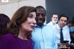 Governor Kathy Hochul and Senator Brian Benjaminat the special announcement naming Senator Benjamin as the Lieutenant Governor of New York in Harlem