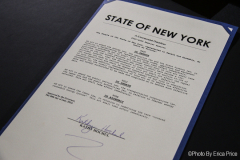 Governor Kathy Hochul today signed a legislative package of three bills that will strengthen New York's commitment to clean energy development and energy efficiency, while reducing greenhouse gas emissions. The Governor signed the bills at Newlab headquarters in Brooklyn alongside State Senator Kevin Parker (district 21), State Senator Jessica Ramos, Assemblymember Pat Fahy, Assemblymember Latoya Joyner, and key labor leaders and climate advocates. On July 5, 2022, in Brooklyn, NY, at the Brooklyn Navy Yard. Photo by Erica Price