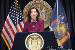 Governor Kathy Hochul updated New Yorkers on the state's progress combating COVID-19 during a press conference at her office in New York City on 02 Dec 2021