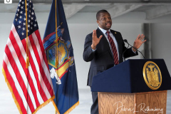 NY State Lt. Governor Brian Benjamin speaks at the completion of the $700 million Taystee Lab Building, an 11-story, 350,000 square feet mixed-use development located in West Harlem's Manhattanville Factory District in New York City on 01 March 2022. The former Taystee Bakery site has been repurposed and reimagined as the Taystee Lab Building, a brand-new, Class-A, LEED-certified life sciences building. 
New York State Governor Kathy Hochul announced the completion of the $700 million Taystee Lab Building, an 11-story, 350,000 square feet mixed-use development located in West Harlem's Manhattanville Factory District in New York City on 01 March 2022. The former Taystee Bakery site has been repurposed and reimagined as the Taystee Lab Building, a brand-new, Class-A, LEED-certified life sciences building.