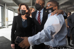 NY State Lt. Governor Brian Benjamin and New York State Governor Kathy Hochul at the completion of the $700 million Taystee Lab Building, an 11-story, 350,000 square feet mixed-use development located in West Harlem's Manhattanville Factory District in New York City on 01 March 2022. The former Taystee Bakery site has been repurposed and reimagined as the Taystee Lab Building, a brand-new, Class-A, LEED-certified life sciences building.