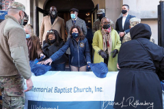 New York State Governor Kathy Hochul thanks Volunteers and Distributes Turkeys at the Memorial Baptist Church in Harlem, New York City on November 23, 2021