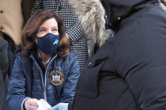 Governor Kathy Hochul thanks Volunteers and Distributes Turkeys at the Memorial Baptist Church in Harlem, New York City on 23 Nov 2021