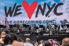 The stage for the "We Love NYC Homecoming Concert" on the Great Lawn in Central Park, is all set for the performers. (Photo by Gabriele Holtermann)