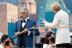 Andrea Boccelli performs for the crowd attending the "We Love NYC Homecoming Concert" on the Great Lawn in Central Park. (Photo by Gabriele Holtermann)