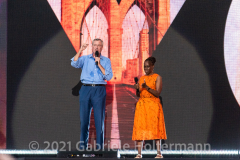 NYC Mayor Bill de Blasio and First Lady Chirlane McCray address the crowd the "We Love NYC Homecoming Concert" on the Great Lawn in Central Park.(Photo by Gabriele Holtermann)(
