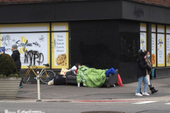 December 27, 2021  New York , homeless person found a sofa that was tossed out in the trash and is using it as his bed in the streets of New York City.