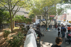 August 2  2022. Homeless sweep Chinatown, Corner of Canal and Forsyth Street.  Yunghi Kim/ Contact Press Images.