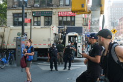 August 2  2022. Homeless sweep Chinatown, Corner of Canal and Forsyth Street.  Yunghi Kim/ Contact Press Images.