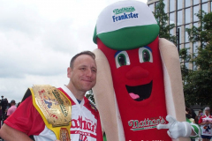 Official Weigh - in Ceremony for Nathan's Famous Fourth of July Hot Dog Eating Contest Joey Chestnut and Michele Lesco are the favorites to win the contest. Joey Chestnut is going for his 14th win.