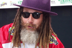 Official Weigh - in Ceremony for Nathan's Famous Fourth of July Hot Dog Eating Contest Joey Chestnut and Michele Lesco are the favorites to win the contest. Joey Chestnut is going for his 14th win.  Crazy Legs Conti