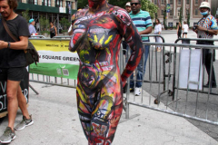 New York 8th annual Body Painting Day.cover 50 artists and models came out to showcase there talent and paint living canvasses after the painting portion of the event they all walked down 5th ave to Washington Square park to pose for photographs and then boarded a Double Decker bus to Bushwick Brooklyn to celebrate.