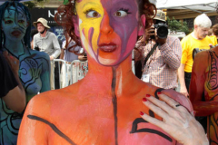 New York 8th annual Body Painting Day.cover 50 artists and models came out to showcase there talent and paint living canvasses after the painting portion of the event they all walked down 5th ave to Washington Square park to pose for photographs and then boarded a Double Decker bus to Bushwick Brooklyn to celebrate.