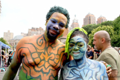 New York 8th annual Body Painting Day.cover 50 artists and models came out to showcase there talent and paint living canvasses after the painting portion of the event they all walked down 5th ave to Washington Square park to pose for photographs and then boarded a Double Decker bus to Bushwick Brooklyn to celebrate.
