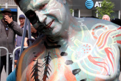 New York 8th annual Body Painting Day.cover 50 artists and models came out to showcase there talent and paint living canvasses after the painting portion of the event they all walked down 5th ave to Washington Square park to pose for photographs and then boarded a Double Decker bus to Bushwick Brooklyn to celebrate.