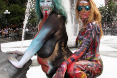 New York 8th annual Body Painting Day.cover 50 artists and models came out to showcase there talent and paint living canvasses after the painting portion of the event they all walked down 5th ave to Washington Square park to pose for photographs and then boarded a Double Decker bus to Bushwick Brooklyn to celebrate.