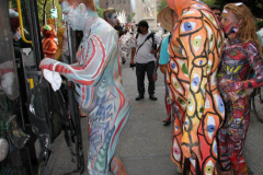 New York 8th annual Body Painting Day.cover 50 artists and models came out to showcase there talent and paint living canvasses after the painting portion of the event they all walked down 5th ave to Washington Square park to pose for photographs and then boarded a Double Decker bus to Bushwick Brooklyn to celebrate.