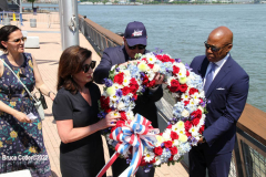 May 30 2022  NEW YORK  - Intrepid Air and Space Museum Memorial Day wreath ceremony commemorating  military personnel past and present. N.Y. Governor Kathy Hochul  N.Y.C. Mayor Eric Adams
