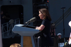 May 30 2022  NEW YORK  - Intrepid Air and Space Museum Memorial Day wreath ceremony commemorating  military personnel past and present. N.Y. Governor Kathy Hochul