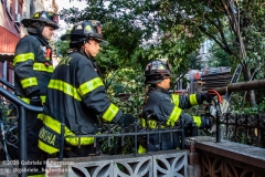 FDNY firefighters of Engine 239/Ladder 122 clear a fallen tree outside a home on 7th Street in the Park Slope neighborhood of Brooklyn after tropical storm Isaias hit  New York City on August 4, 2020. (Photo by Gabriele Holtermann/Sipa USA)
