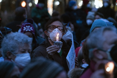Demonstrators held a vigil in Verdi Square in the Upper West Side hosted by the Move on/Individuals Action group.  On Jan 6 Americans held candlelight vigils around the country supporting the voters right to decide the outcome of elections.