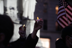Demonstrators held a vigil in Verdi Square in the Upper West Side hosted by the Move on/Individuals Action group.  On Jan 6 Americans held candlelight vigils around the country supporting the voters right to decide the outcome of elections.