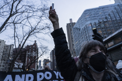 Demonstrators held a vigil in Verdi Square in the Upper West Side hosted by the Move on/Individuals Action group.  On Jan 6 Americans held candlelight vigils around the country supporting the voters right to decide the outcome of elections.