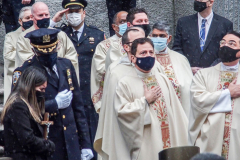 Funeral for NYPD Rookie Cop JASON RIVERA, was held at the St. Patrick’s Cathedral in Mid-Town Manhattan. 
RIVERA only 22, died in a routine domestic call in Manhattan along with another Officer, Wilbert Mora, 27. Thousands of NYPD officers attended as well as family members, friends and colleagues of now post-humously promoted, Detective JASON RIVERA. New York, NY (C) Bianca Otero