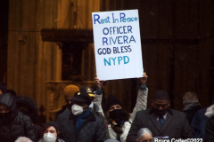 January28, 2022  NEW YORK
Funeral for slain New York City Police Officer 
Jason Rivera. Officer Jason Rivera, who was fatally shot while responding to a 911 call one week ago, was remembered at St. Patrick’s Cathedral as a sea of officers gathered outside to salute him thousands of police officers from New York to California gathered outside, the funeral service.