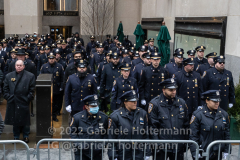 NYPD officers attend the funeral for their fallen colleague, NYPD Officer Jason Rivera, at St. Patrick’s Cathedral in New York, New York, on Jan. 28, 2022.  (Photo by Gabriele Holtermann/Sipa USA)