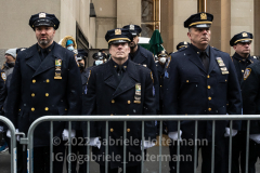 NYPD officers attend the funeral for their fallen colleague, NYPD Officer Jason Rivera, at St. Patrick’s Cathedral in New York, New York, on Jan. 28, 2022.  (Photo by Gabriele Holtermann/Sipa USA)