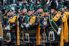 The Pipes & Drums Of The Emerald Society of the New York City Police Department attend the funeral for NYPD Officer Jason Rivera at St. Patrick’s Cathedral in New York, New York, on Jan. 28, 2022.  (Photo by Gabriele Holtermann/Sipa USA)
