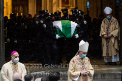 NYPD officers carry the casket of NYPD Officer Jason Rivera to the hearse after his funeral service at St. Patrick’s Cathedral in New York, New York, on Jan. 28, 2022.  (Photo by Gabriele Holtermann/Sipa USA)