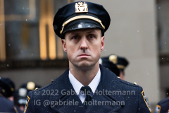 NYPD officers attend the funeral for their fallen colleague, NYPD Officer Jason Rivera, at St. Patrick’s Cathedral in New York, New York, on Jan. 28, 2022.  (Photo by Gabriele Holtermann/Sipa USA)