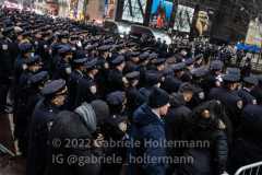 NYPD officers attend the funeral for their fallen colleague, NYPD Officer Jason Rivera, at St. Patrick’s Cathedral in New York, New York, on Jan. 28, 2022.  (Photo by Gabriele Holtermann/Sipa USA)