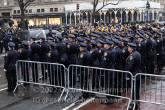 NYPD officers attend the funeral for their fallen colleague, NYPD Officer Jason Rivera, at St. Patrick’s Cathedral in New York, New York, on Jan. 28, 2022.  (Photo by Gabriele Holtermann/Sipa USA)