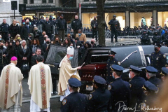 The funeral of fallen NYPD Officer Jason Rivera at St. Patrick's Cathedral on January 28, 2022 in New York City. The 22-year-old NYPD officer was shot and killed on January 21 in Harlem while responding to a domestic disturbance call. Rivera's partner, Officer Wilbert Mora, also died from injuries suffered in the shooting